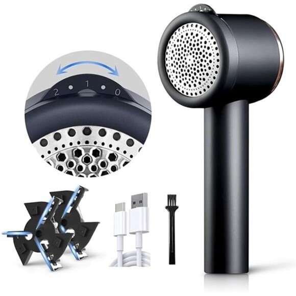 Fabric Shaver Rechargeable Lint Remover, Electric Lint Shaver with 3-Blades - Picture 7 of 7